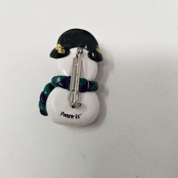 Vintage Snowman & Candy Cane Pins Brooch Holiday - Picture 9 of 10